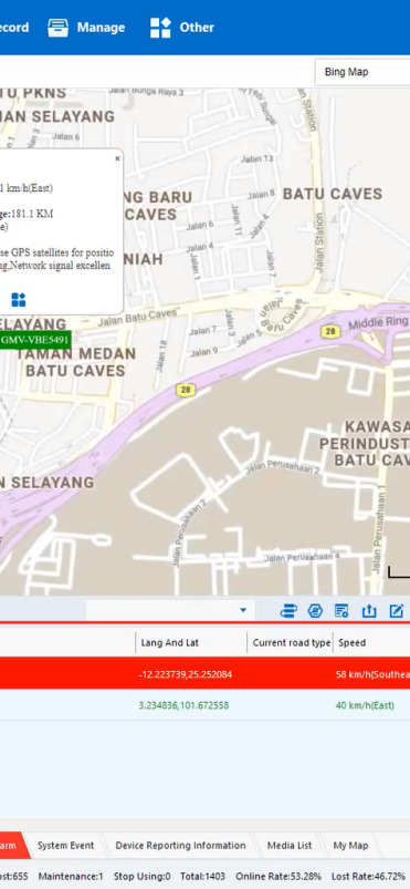 CMS fleet platform live monitoring interface