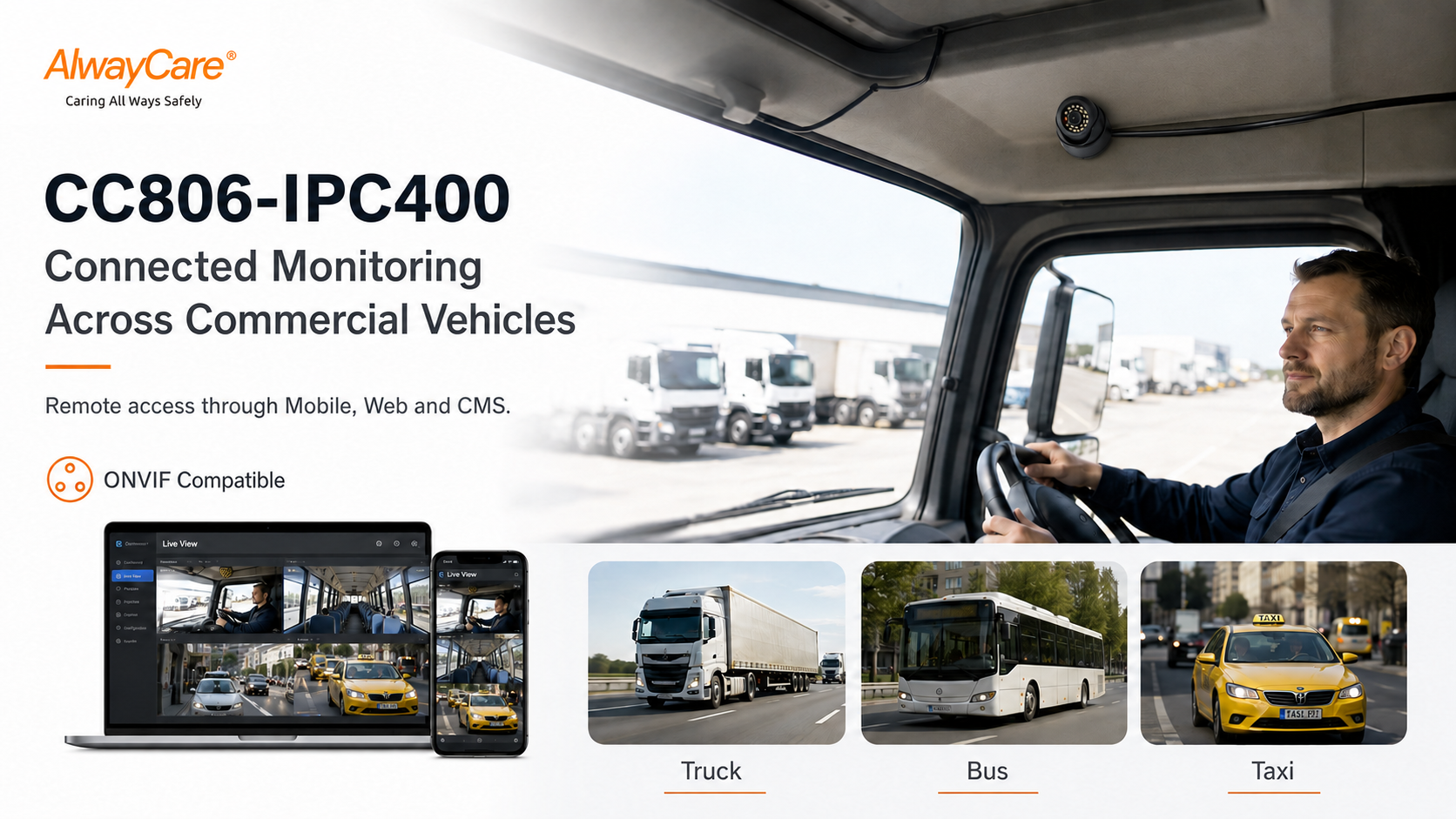 公共巴士内安装的CC806-IPC400摄像头