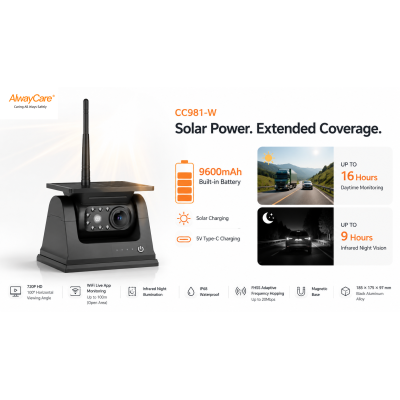CC981-W Solar-Powered Magnetic Wireless Vehicle Backup Camera