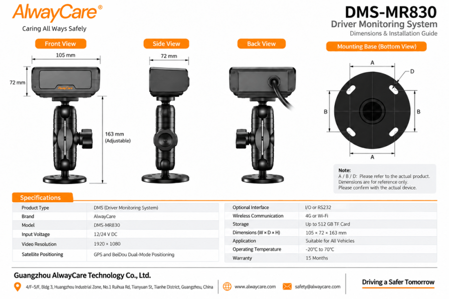 MR830 dimensions and installation guide