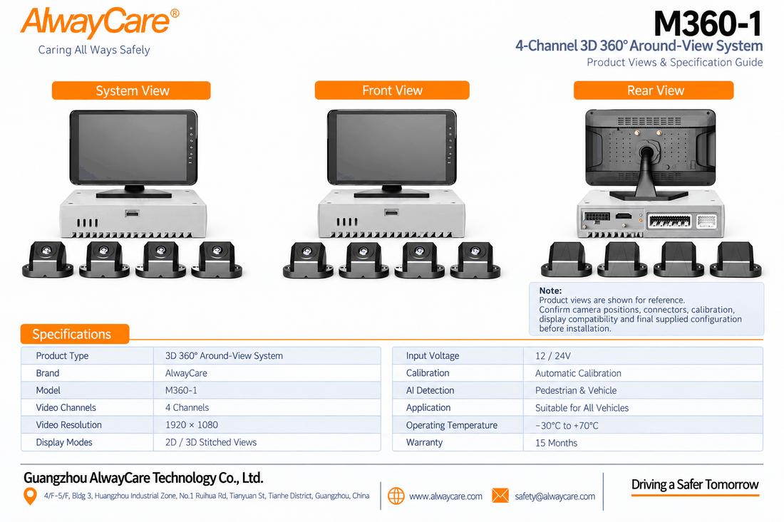 AlwayCare M360-1 4-Channel 3D 360° Around-View System Specifications and Product Views