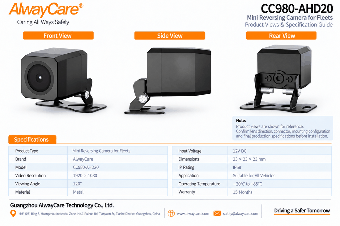 AlwayCare CC980-AHD20 Mini Reversing Camera for Fleets Specifications and Product Views