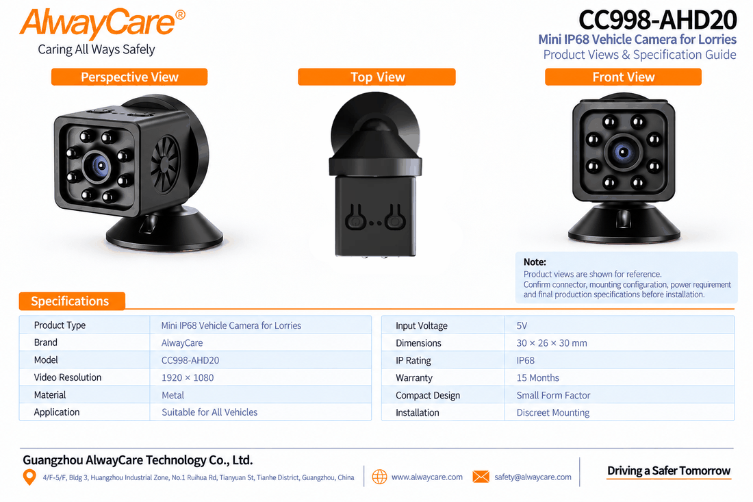 AlwayCare CC998-AHD20 Mini IP68 Vehicle Camera for Lorries Specifications and Product Views