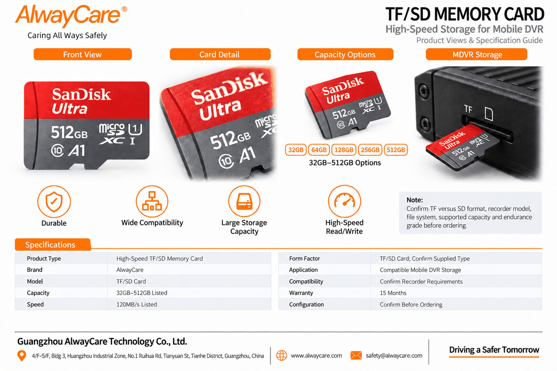 AlwayCare High-Speed TF/SD Memory Card for Mobile DVR Specifications and Product Views