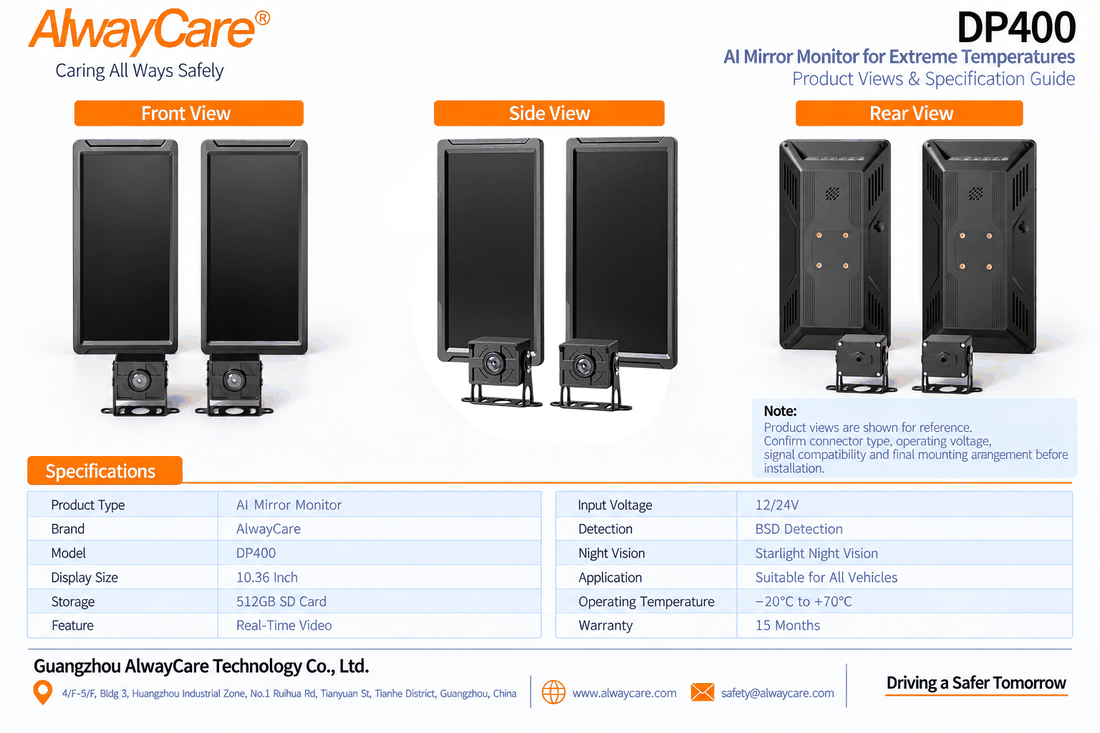 AlwayCare DP400 AI Mirror Monitor for Extreme Temperatures Specifications and Product Views