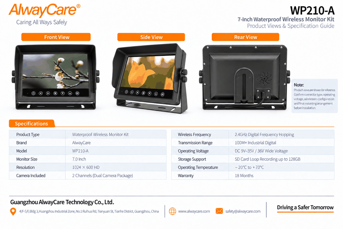 AlwayCare WP210-A 7" Waterproof Wireless Monitor Kit (Dual Camera Package) Specifications and Product Views