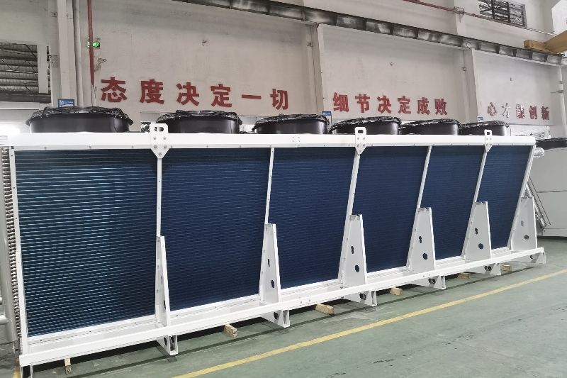 Stainless steel tube V-type dry cooler manufactured at Boyi Cooling facility for OEM client