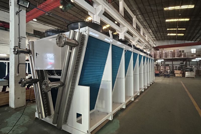 Pressure testing and quality inspection of a stainless steel dry cooler coil