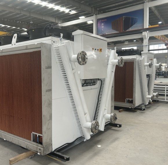 BOYI customized 930KW Copper Tube V-type Dry Cooler with Wet Curtain for Data Centers in Dubai