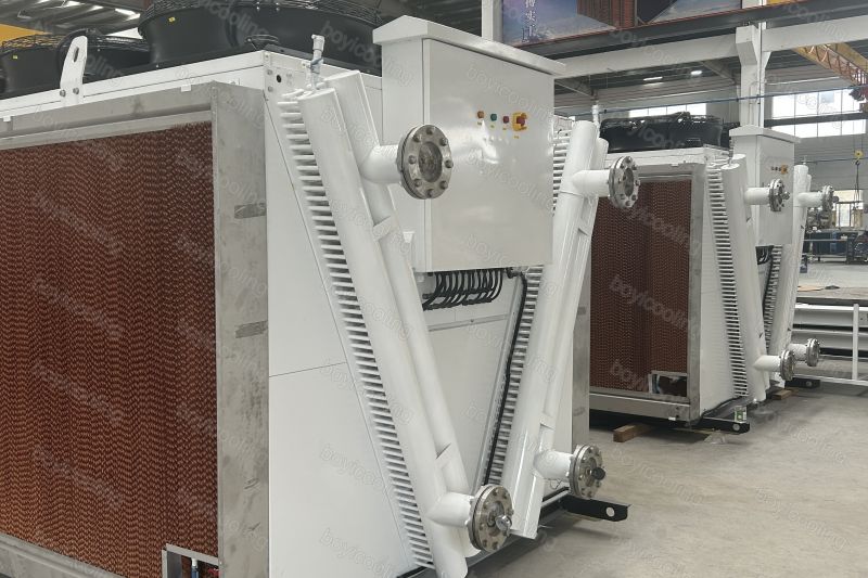 Boyi Cooling V-type Dry Cooler with wet curtain for Dubai data center