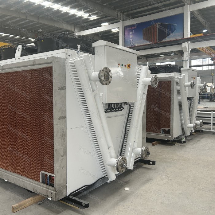 BOYI customized 930KW Copper Tube V-type Dry Cooler with Wet Curtain for Data Centers in Dubai