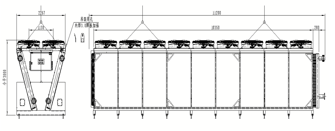 3 Sets Total 3.3MW Stainless Steel Tube V-type Dry Cooler for Data Center Cooling
