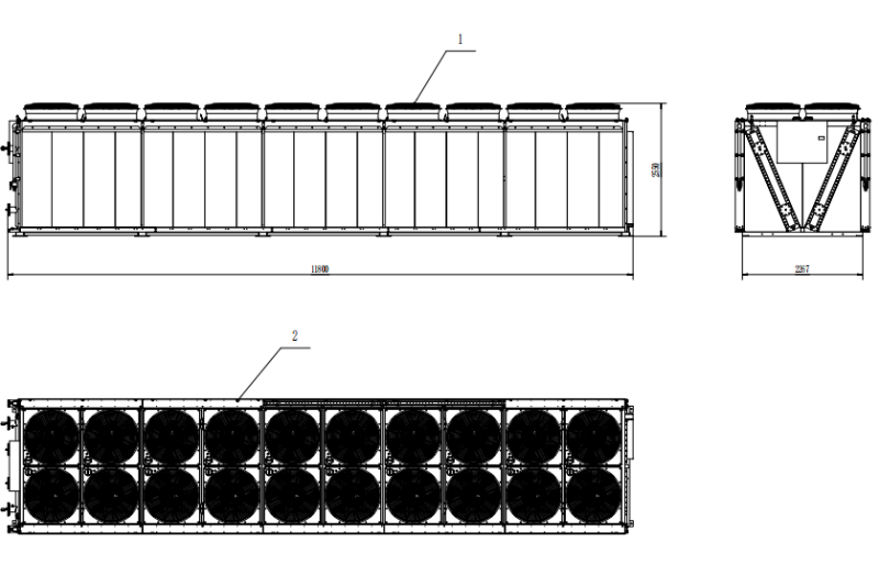 BOYI 2450KW stainless steel tube V-type dry cooler