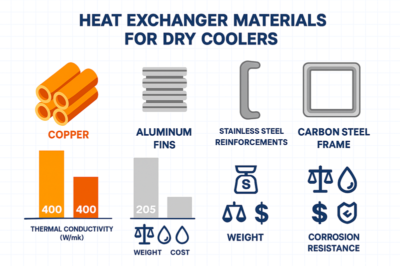 Diagram showing heat transfer in a fin and tube heat exchanger