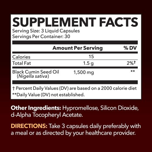 Oranvital Black Seed Oil Capsules 1500mg Black Cumin Supplement for Immune Function Joint Health and Digestive Support Hair Skin