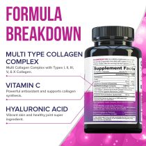 Oranvital Multi Collagen Pills for Women and Men Hydrolyzed Collagen Peptides Capsules for Hair Skin and Nails with Hyaluronic Acid and Vitamin C