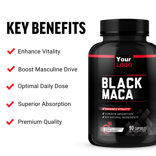 Black Maca Root 1000mg Vitality Supplement for Men with Black Pepper Extract for Absorption Natural Maca Negra Extract 90 Capsules