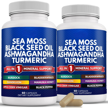 Oranvital Sea Moss Black Seed Oil Ashwagandha Capsules Seamoss Black Seed Oil Ashwagandha Burdock Root Sea Moss and Ashwagandha, All in One Supplement 120 Sea Moss Capsules