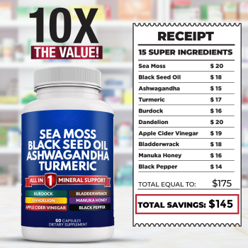 Oranvital Sea Moss Black Seed Oil Ashwagandha Capsules Seamoss Black Seed Oil Ashwagandha Burdock Root Sea Moss and Ashwagandha, All in One Supplement 120 Sea Moss Capsules