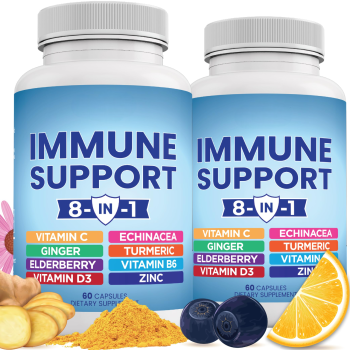Oranvital Immune Support Supplement with Echinacea Vitamin C and Zinc Vitamin D IU Turmeric Curcumin Ginger B6 Elderberry