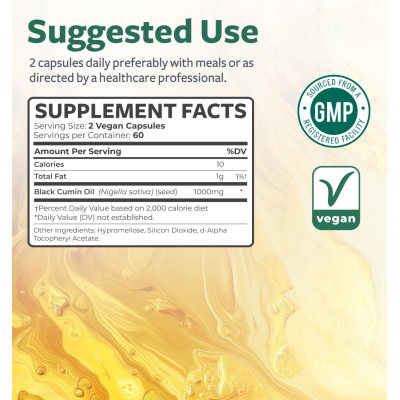 Oranvital Black Seed Oil 120 Softgel Capsules Skin Health Cold Pressed Nigella Sativa Producing Pure Black Cumin Seed Oil with Vitamin E