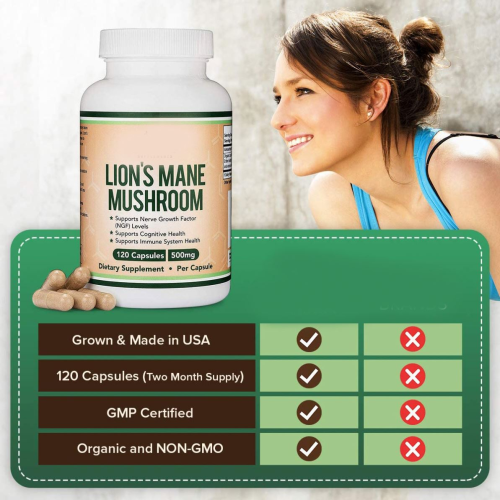 Oranvital Lions Mane Supplement Mushroom Capsules Lions Mane Mushroom for Brain Support and Immune Health
