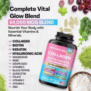 Oranvital Collagen Capsules Skin Whitening Supplements Collagen Pills Private Label Collagen Capsules With Hyaluronic Acid for Skin Care