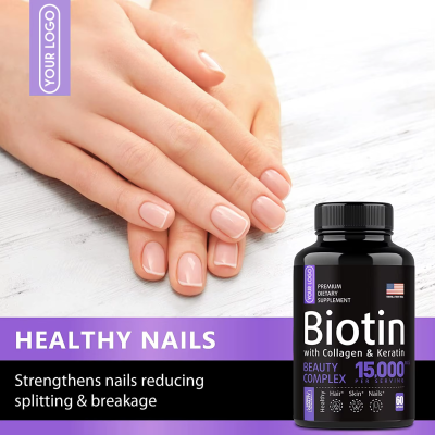 Biotin Keratin Collagen Pills Organic Biotin Capsules for Hair Growth and Skin Nails Vitamins Biotin Supplement
