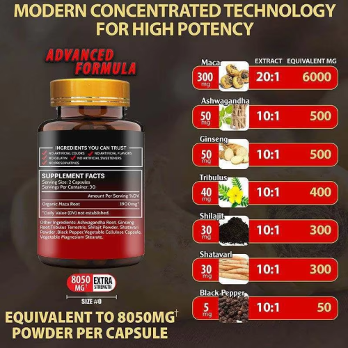 Ultimate Maca Boost Black Maca Capsules Supplement Energy Black Maca Root Capsules for Men and Women Immune Support