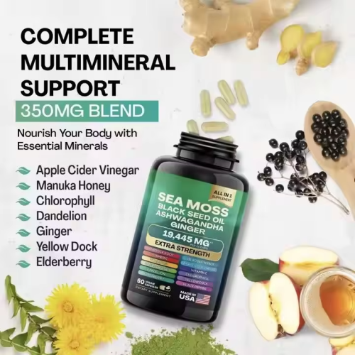 Sea Moss Black Seed Oil Ashwagandha Turmeric Ginger Supplement