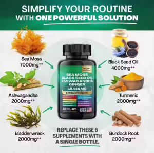 Sea Moss Black Seed Oil Ashwagandha Turmeric Ginger Supplement