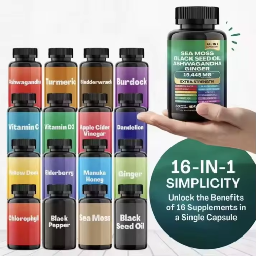 Sea Moss Black Seed Oil Ashwagandha Turmeric Ginger Supplement