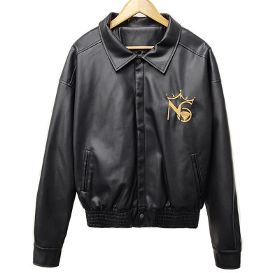 Customized Original Faux Leather Bomber Jacket Factory | Chinese Puffer Leather Varsity Jacket Manufacturers | Men's Embroidered Button Up Supplier