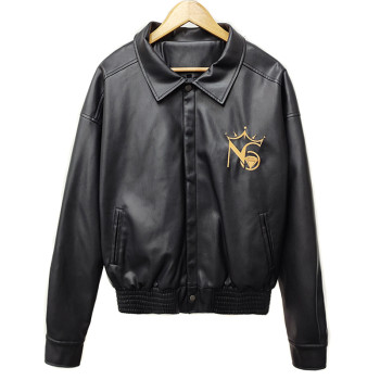 Customized Original Faux Leather Bomber Jacket Factory | Chinese Puffer Leather Varsity Jacket Manufacturers | Men's Embroidered Button Up Supplier