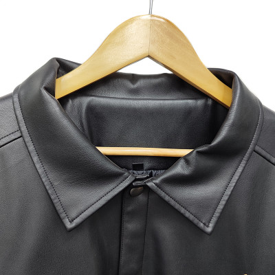 Customized Original Faux Leather Bomber Jacket Factory | Chinese Puffer Leather Varsity Jacket Manufacturers | Men's Embroidered Button Up Supplier