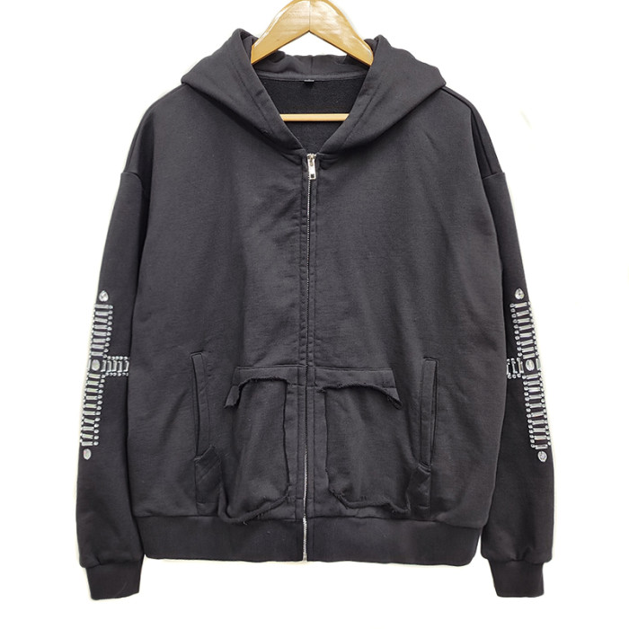 Custom Men's Streetwear Acid Wash Hoodies Manufacturers | Rhinestone Vintage Sweatshirt Hoodie Suppliers | 500 GSM Acid Wash Zip Up Hoodie Vendor