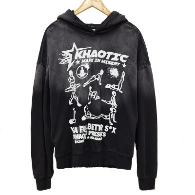 Retro acid washed screen print hoodie