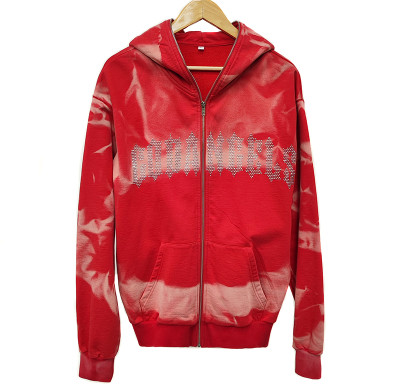 Y2K Rhinestone Vintage Zipper Hoodies Verdon | Streetwear Full Zip Up Hoodie Acid Washed Factory | Mens Hoodies Sweatshirts Cotton Manufacturer
