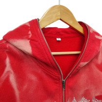 Y2K Rhinestone Vintage Zipper Hoodies Verdon | Streetwear Full Zip Up Hoodie Acid Washed Factory | Mens Hoodies Sweatshirts Cotton Manufacturer