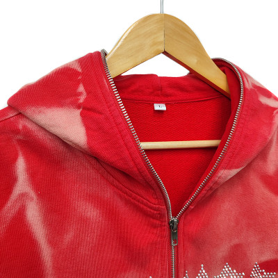 Y2K Rhinestone Vintage Zipper Hoodies Verdon | Streetwear Full Zip Up Hoodie Acid Washed Factory | Mens Hoodies Sweatshirts Cotton Manufacturer