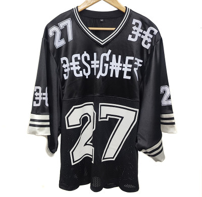 Summer Football Jersey Shirts Athletic Wear Men | V Neck Graphic Sports Mesh Tee Oversized T-Shirt | Hip Hop Clothing Men