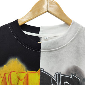 Streetwear T-shirts Manufacturer | Cropped Block Oversize Uneven Color | Uneven T Shirt Irregular Patchwork Splicing Men's Tshirts Supplier