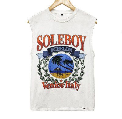 Streetwear Men Tank Top Clothing Manufacturer | Small Quantity Screen Printing Sleeveless Undershirts | Factory 100% Cotton Vest Shirt