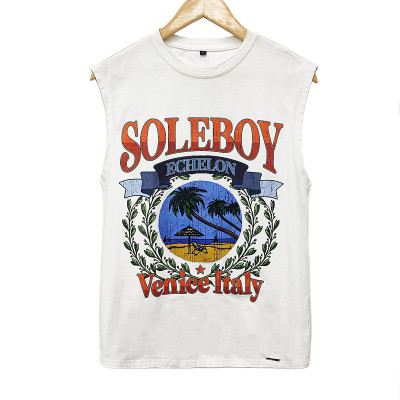 Streetwear Men Tank Top Clothing Manufacturer | Small Quantity Screen Printing Sleeveless Undershirts | Factory 100% Cotton Vest Shirt