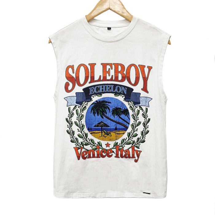 Streetwear Men Tank Top Clothing Manufacturer | Small Quantity Screen Printing Sleeveless Undershirts | Factory 100% Cotton Vest Shirt