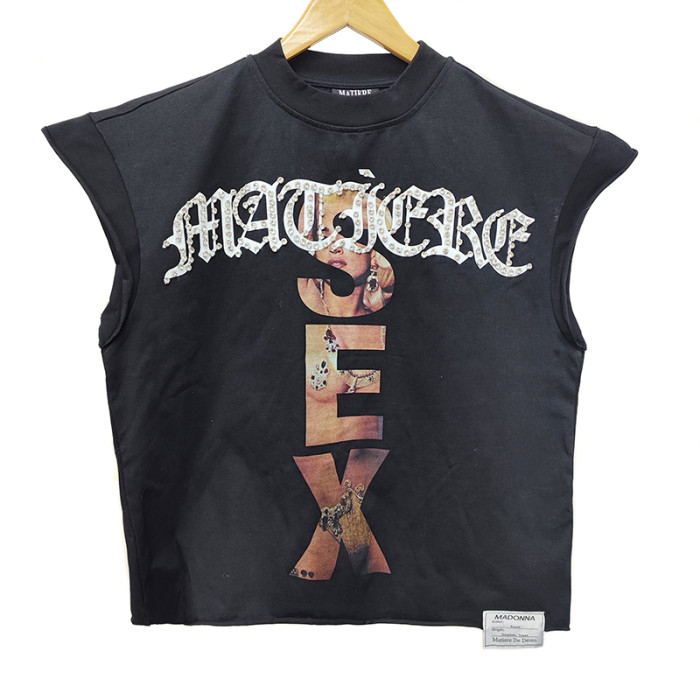 Clothing Manufacturer Rhinestone Tank Top Vest | Men Streetwear Sleeveless Tshirt Factory | Screen Print T shirt Supplier