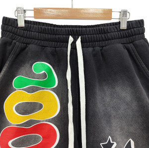Custom Unisex Vintage Shorts Manufacturer | 100 Cotton Acid Was Shorts Supplier | Streetwear Puff Print Short For Men