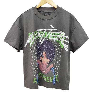 Men's Rhinestone T-shirt Manufacturer | Men Streetwear Vintage T shirts Supplier | Custom Bulk Heavy Weight Cotton Tshirts Factory