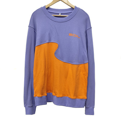 Custom Two Tone Patchwork Sweatshirts Manufacturer | Crewneck Heavyweight Sweatshirt Streetwear | Colorblock high street Sweatshirt Supplier