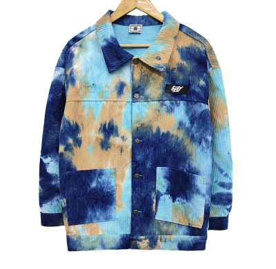 Tie Dye Relaxed Fit Jacket Manufacturer | Casual Spring Corduroy Jacket Men | Custom Tiedye Styles Printed Jacket In Multicolor